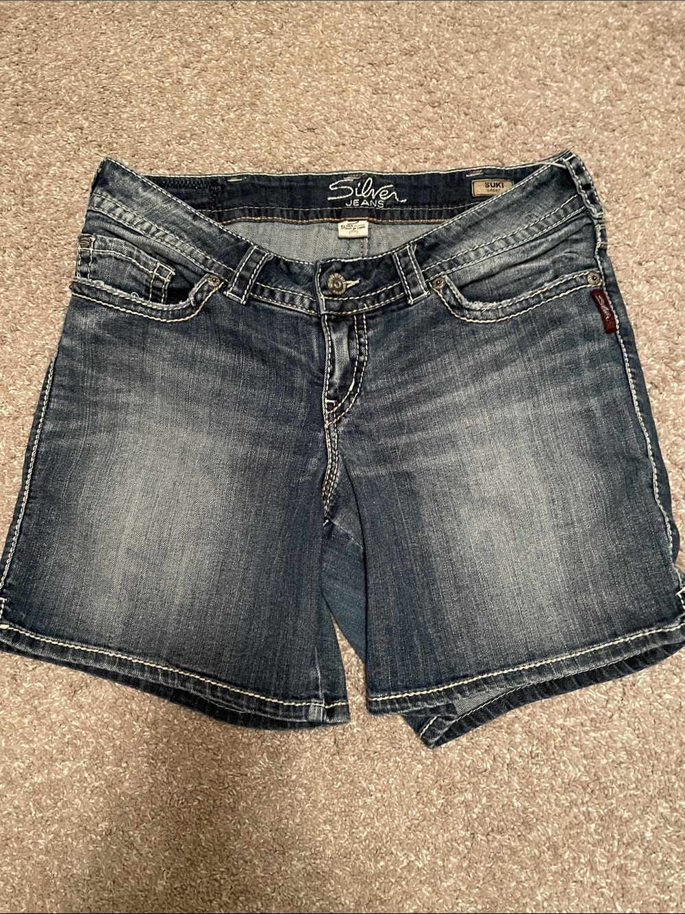 Silver Suki Jeans Faded Blue Denim Shorts, Size 14